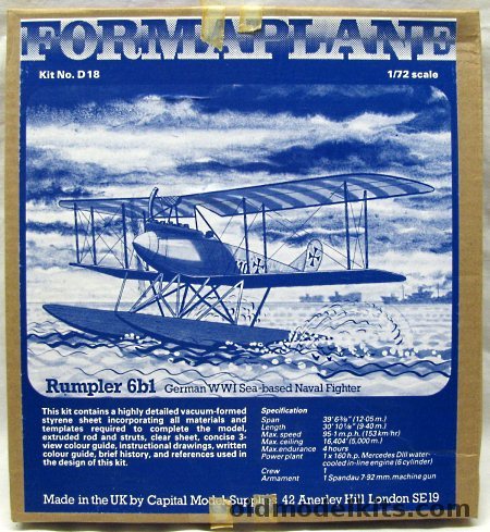 Formaplane 1/72 Rumpler 6b1 - German WWI Seaplane Naval Fighter, D18 plastic model kit